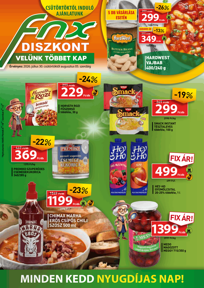 FNX, Szeged, konzerv, fűszer, csokoládé, csoki, tészta, víz, italok, alkohol, sör, bor, higiénia, házatrtás, kutyakonzerv, macskakonzerv