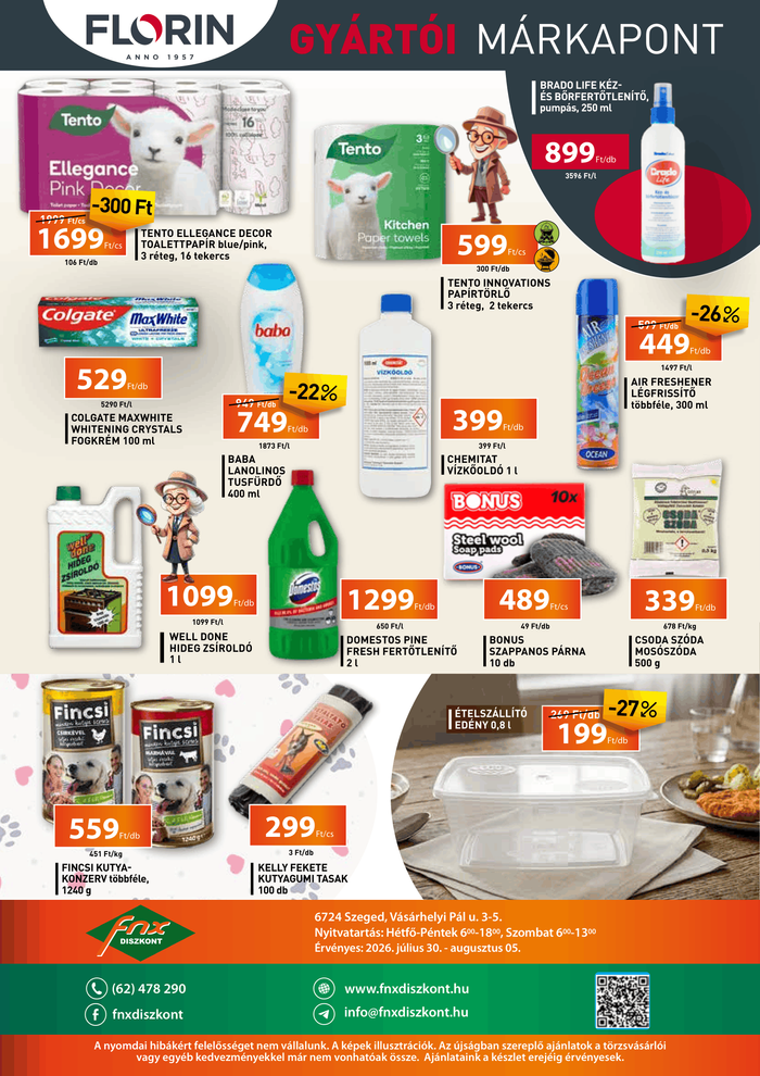 FNX, Szeged, konzerv, fűszer, csokoládé, csoki, tészta, víz, italok, alkohol, sör, bor, higiénia, házatrtás, kutyakonzerv, macskakonzerv