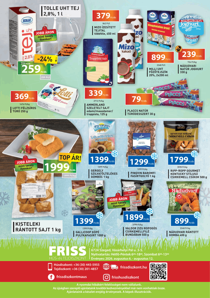 Friss, hús, tej, sajt, kolbász, zöldség, gyümölcs, szeged, házhozszállítás